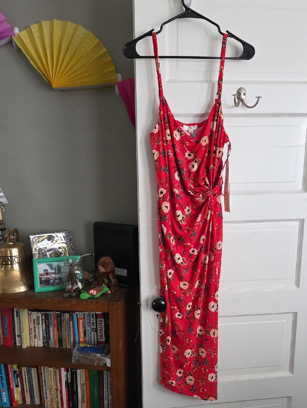 BNWT Nina Britton Red Floral Wrap Dress with Spaghetti Straps